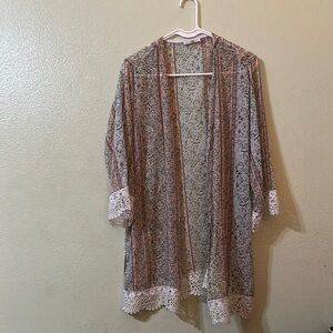 Lace Trim Open Cardigan